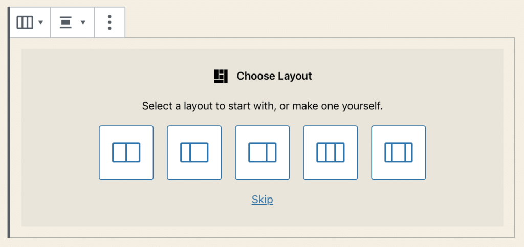 Un Selettore di Layout per i Blocchi Colonna