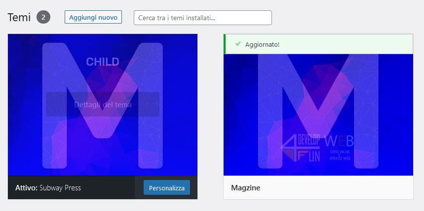 tema wordpress aggiornato