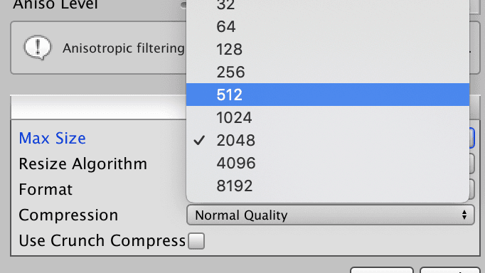 Unity - Compressione delle texture